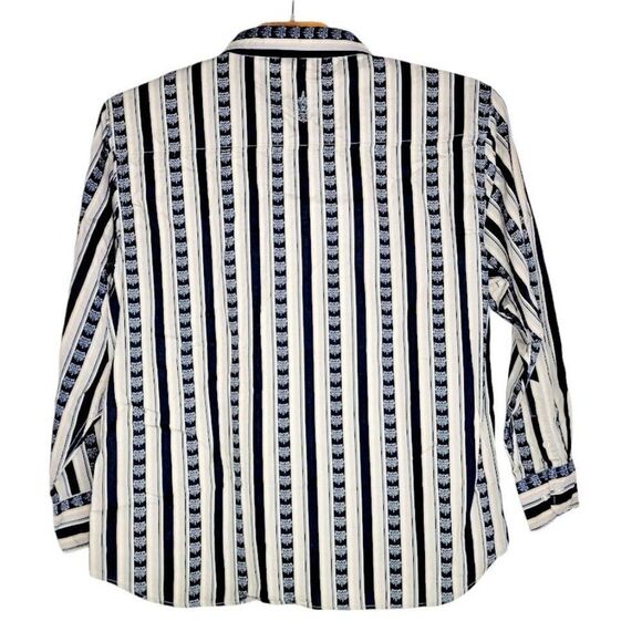 Joker Men's Button Front Men's Size XXL Gray Blue Stripe Clown Print Pockets - Picture 2 of 7